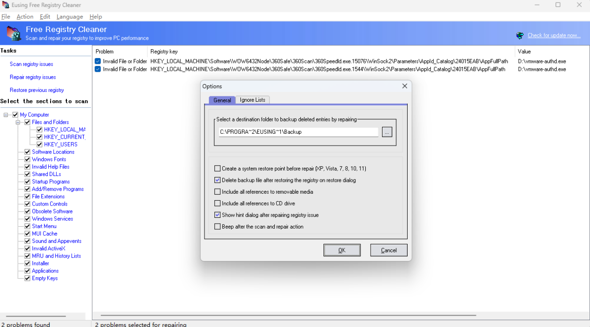 Eusing Free Registry Cleaner