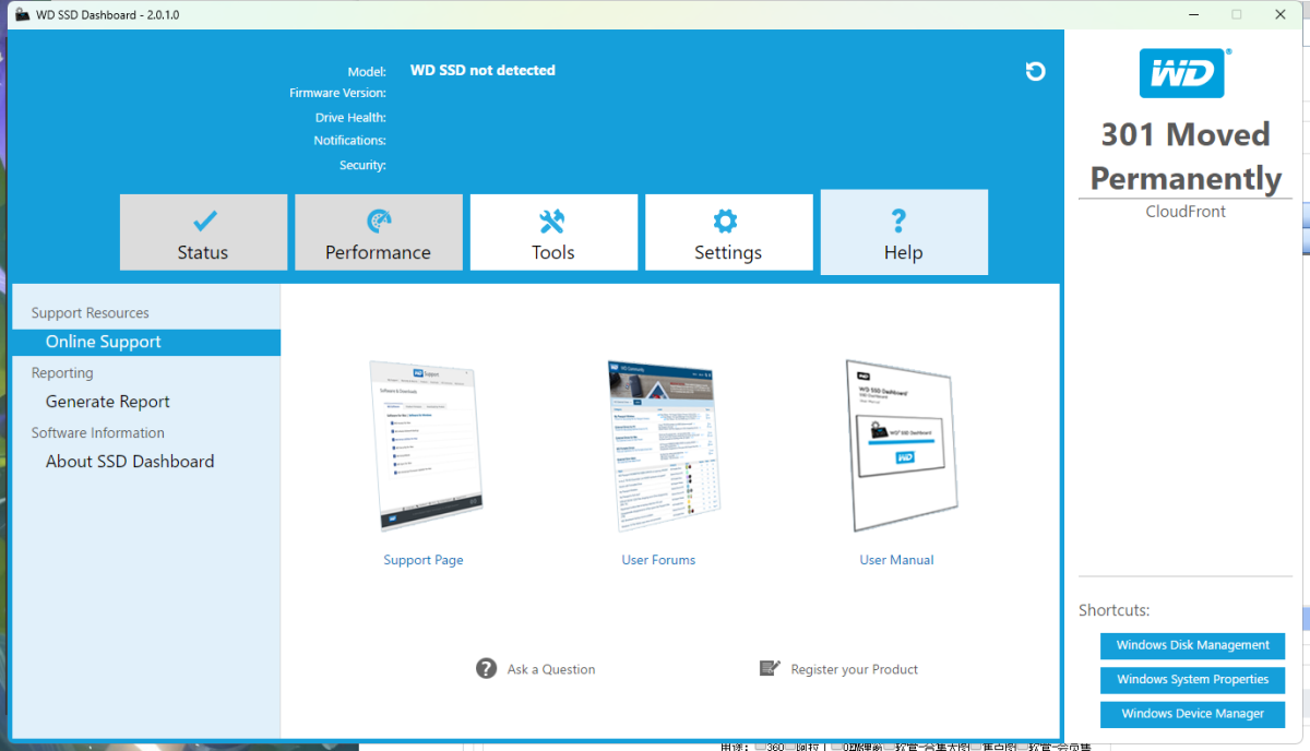 WD SSD Dashboard